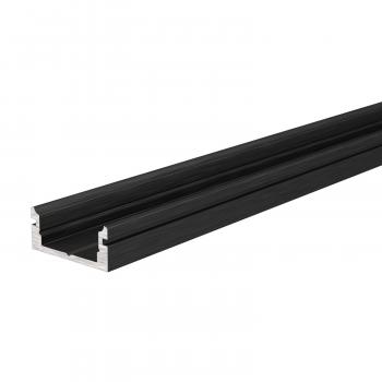 U-Profil flach AU-01-10 für 10 - 11,3 mm LED Stripes, Schwarz-matt, eloxiert, 2000 mm