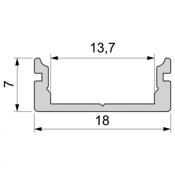 U-Profil flach AU-01-12 für 12 - 13,3 mm LED Stripes, Silber, gebürstet, 1000 mm