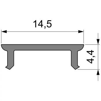 Zubehör, Abdeckung P-01-10, Länge: 3000 mm, Breite: 14,5 mm, Höhe: 4,4 mm