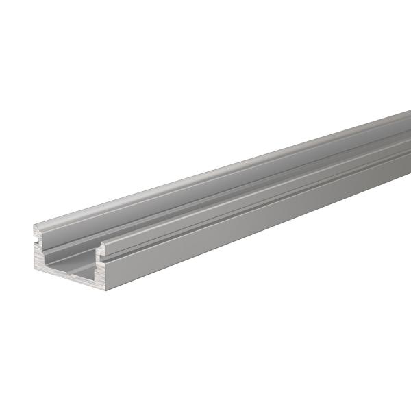 U-Profil flach AU-01-08 für 8 - 9,3 mm LED Stripes, Silber-matt, eloxiert, 2000 mm
