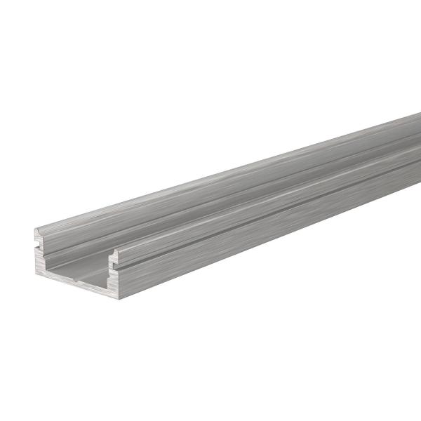 U-Profil flach AU-01-10 für 10 - 11,3 mm LED Stripes, Silber, gebürstet, 2000 mm