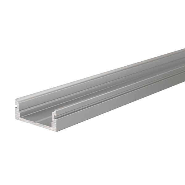 U-Profil flach AU-01-12 für 12 - 13,3 mm LED Stripes, Silber-matt, eloxiert, 1000 mm