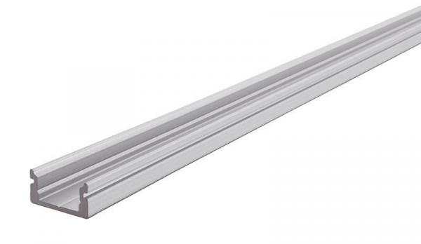 U-Profil flach AU-01-08 für 8 - 9,3 mm LED Stripes, Silber-matt, naturbelassen, 3000 mm