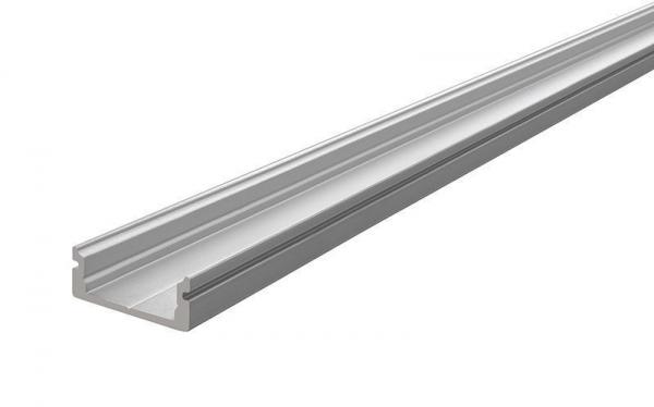 U-Profil flach AU-01-12 für 12 - 13,3 mm LED Stripes, Silber-matt, eloxiert, 3000 mm