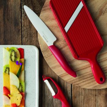 Preview: Sparschäler rot, doppelseitiger Schliff, Klinge: 4 cm