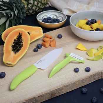 Preview: GEN GREEN Keramik-Santokumesser, Klinge: 14 cm