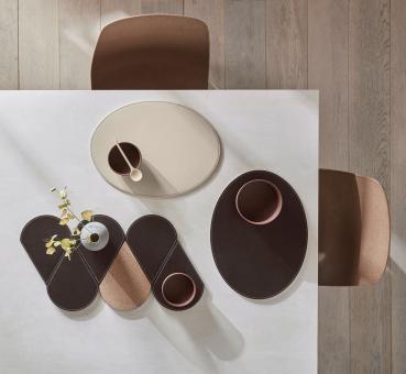 Preview: DUO - Platzset oval, schokobraun/creme