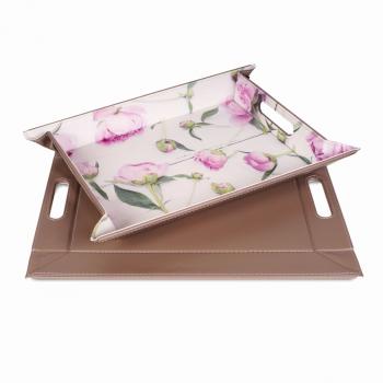 DUO - Motivdruck-Wendetablett, Pink Flowers/Taupe, klein