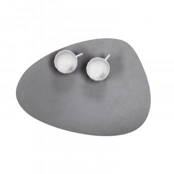 Preview: Platzset recyceltes Leder, kieselförmig, grau