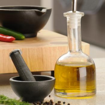 Preview: Langhals-Glasflasche mit Edelstahlausgießer, 280 ml