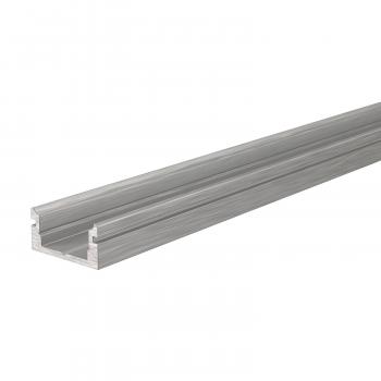 U-Profil flach AU-01-08 für 8 - 9,3 mm LED Stripes, Silber, gebürstet, 2000 mm