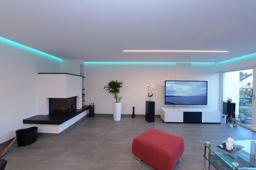 Preview: U-Profil flach AU-01-15 für 15 - 16,3 mm LED Stripes, Weiß-matt, 1000 mm