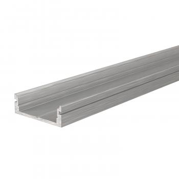 U-Profil flach AU-01-15 für 15 - 16,3 mm LED Stripes, Silber, gebürstet, 2000 mm