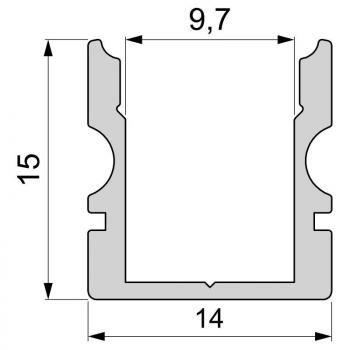 U-Profil hoch AU-02-08 für 8 - 9,3 mm LED Stripes, Silber-matt, eloxiert, 1000 mm