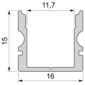 U-Profil hoch AU-02-10 für 10 - 11,3 mm LED Stripes, Silber-matt, eloxiert, 1000 mm