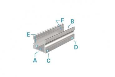 U-Profil hoch AU-02-12 für 12 - 13,3 mm LED Stripes, Silber-matt, eloxiert, 1000 mm