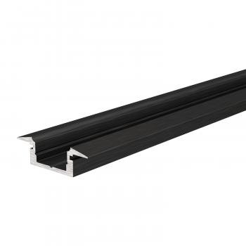 T-Profil flach ET-01-08 für 8 - 9,3 mm LED Stripes, Schwarz-matt, eloxiert, 2000 mm