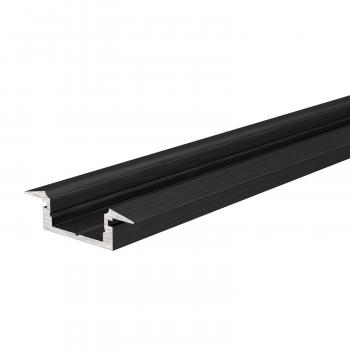 T-Profil flach ET-01-10 für 10 - 11,3 mm LED Stripes, Schwarz-matt, eloxiert, 1000 mm