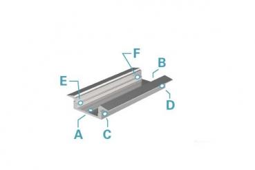 T-Profil flach ET-01-12 für 12 - 13,3 mm LED Stripes, Silber-matt, eloxiert, 1000 mm