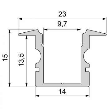 T-Profil hoch ET-02-08 für 8 - 9,3 mm LED Stripes, Schwarz-matt, eloxiert, 2000 mm