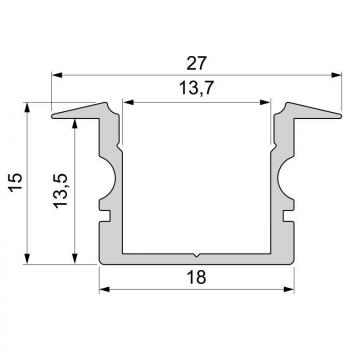 T-Profil hoch ET-02-12 für 12 - 13,3 mm LED Stripes, Weiß-matt, 2000 mm