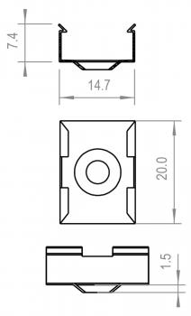 Zubehör, 2er Set Halteklammern für AU-08, Länge: 20 mm, Breite: 14,7 mm, Höhe: 7,4 mm