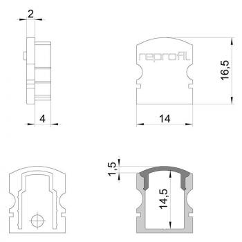 Zubehör, Endkappe F-AU-02-08 Set 2 Stk, Länge: 14 mm, Breite: 6 mm, Höhe: 16,5 mm