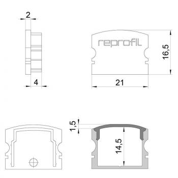 Zubehör, Endkappe F-AU-02-15 Set 2 Stk, Länge: 21 mm, Breite: 6 mm, Höhe: 16,5 mm