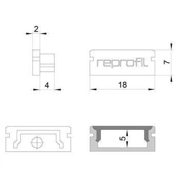 Zubehör, Endkappe P-AU-01-12 Set 2 Stk, Länge: 18 mm, Breite: 6 mm, Höhe: 7 mm