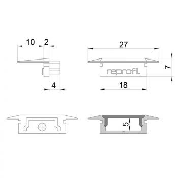 Zubehör, Endkappe P-ET-01-12 Set 2 Stk, Länge: 27 mm, Breite: 16 mm, Höhe: 7 mm