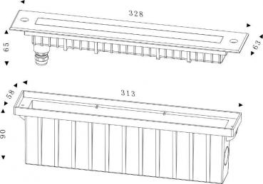 Bodeneinbauleuchte, Line II WWA, spannungskonstant, asymmetrisch, 24V DC, Leistung / Leistungsaufnah