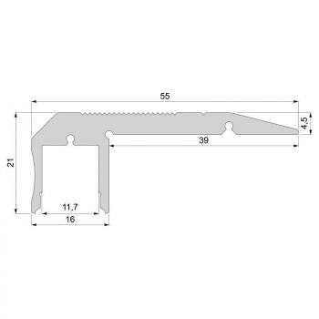 Treppenstufen-Profil AL-02-10 für 10 - 11,3 mm LED Stripes, Silber-matt, eloxiert, 1000 mm