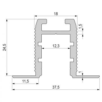 Trockenbau-Profil, Wand-Decke ET-03-10 für 12mm LED Stripes, Silber-matt, eloxiert, 1250 mm