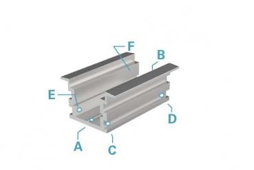 IP-Profil, T-hoch ET-05-15 für 15 - 16,3 mm LED Stripes, Silber-matt, eloxiert, 2000 mm