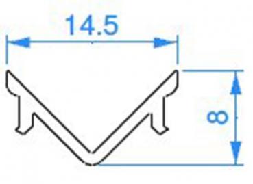 Zubehör, Abdeckung E-02-10, Länge: 3000 mm, Breite: 14,5 mm, Höhe: 8 mm