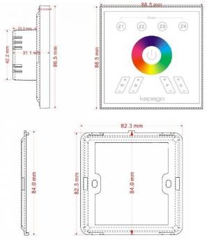 Deko-Light Controller, Touchpanel RF Color + White, 220-240V AC/50-60Hz, 2,00 W