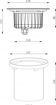 Bodeneinbauleuchte, Canum, spannungskonstant, asymmetrisch, 24V DC, Leistung / Leistungsaufnahme: 16