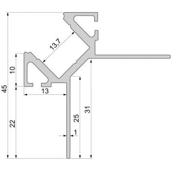 Fliesen-Profil Ecke außen EV-02-12 für 12 - 13,3 mm LED Stripes, Silber, eloxiert, 2500 mm