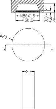 Preview: Acrylring rund 90mm, COB 68, M58