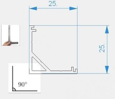 Eck-Profil AV-03-12 für 12 - 13,3 mm LED Stripes, Weiß, eloxiert, 3000 mm