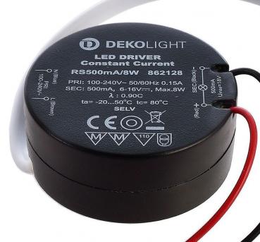 Preview: Deko-Light Netzgerät, ROUND, CC, RS500mA/8W, stromkonstant, 100-240V AC/50-60Hz, 6-16V DC, 500 mA, 3