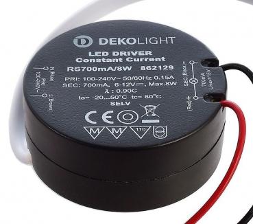 Preview: Deko-Light Netzgerät, ROUND, CC, RS700mA/8W, stromkonstant, 100-240V AC/50-60Hz, 6-12V DC, 700 mA, 4
