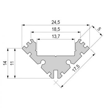 Eck-Profil EV-04-12 für 12 - 13,3 mm LED Stripes, Silber-matt, eloxiert, 3000 mm