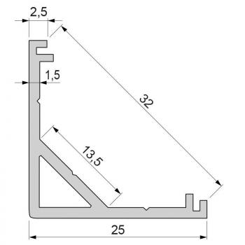 Eck-Profil AV-03-12 für 12 - 13,3 mm LED Stripes, Silber-matt, eloxiert, 1000 mm