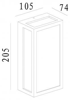 Zubehör, Abdeckung für Leuchte Grumium eckig I, Länge: 105 mm, Breite: 74 mm, Höhe: 205 mm