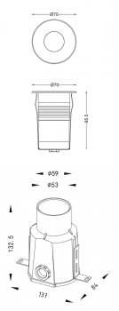 Preview: Bodeneinbauleuchte, Easy COB Round III WW, spannungskonstant, symmetrisch, 24V DC, Leistung / Leistu