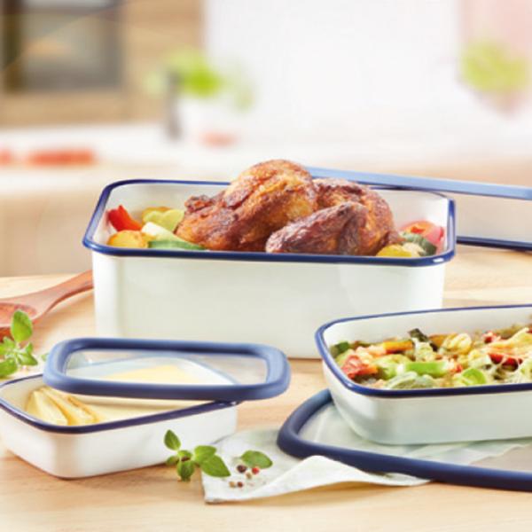 Tiefe Emaille-Frischhaltedose mit Deckel, classic line, Größe L