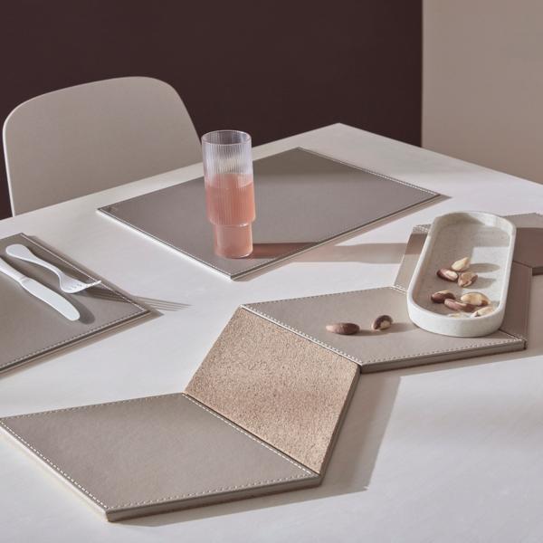 DUO - Platzset rechteckig, taupe/weiß