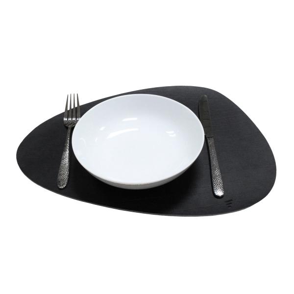 Platzset recyceltes Leder, kieselförmig, schwarz