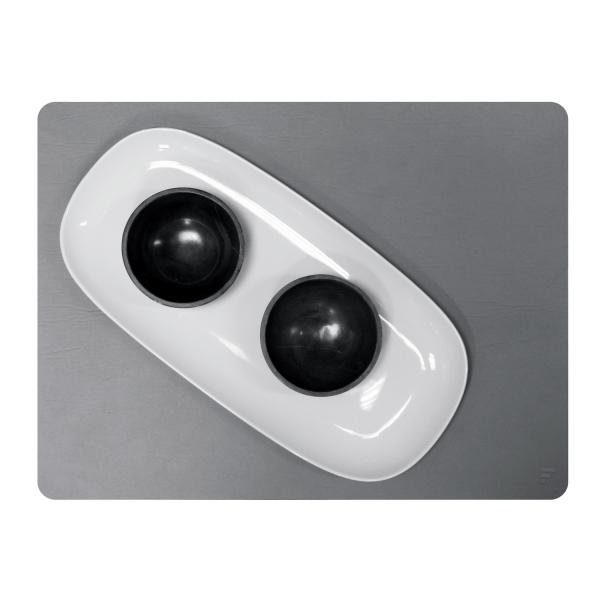 Platzset recyceltes Leder, rechteckig, grau